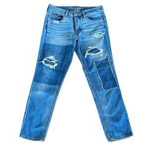 American Eagle TomGirl Destoyed Patchwork Buttonfly Y2K Jean‎ Size 6
